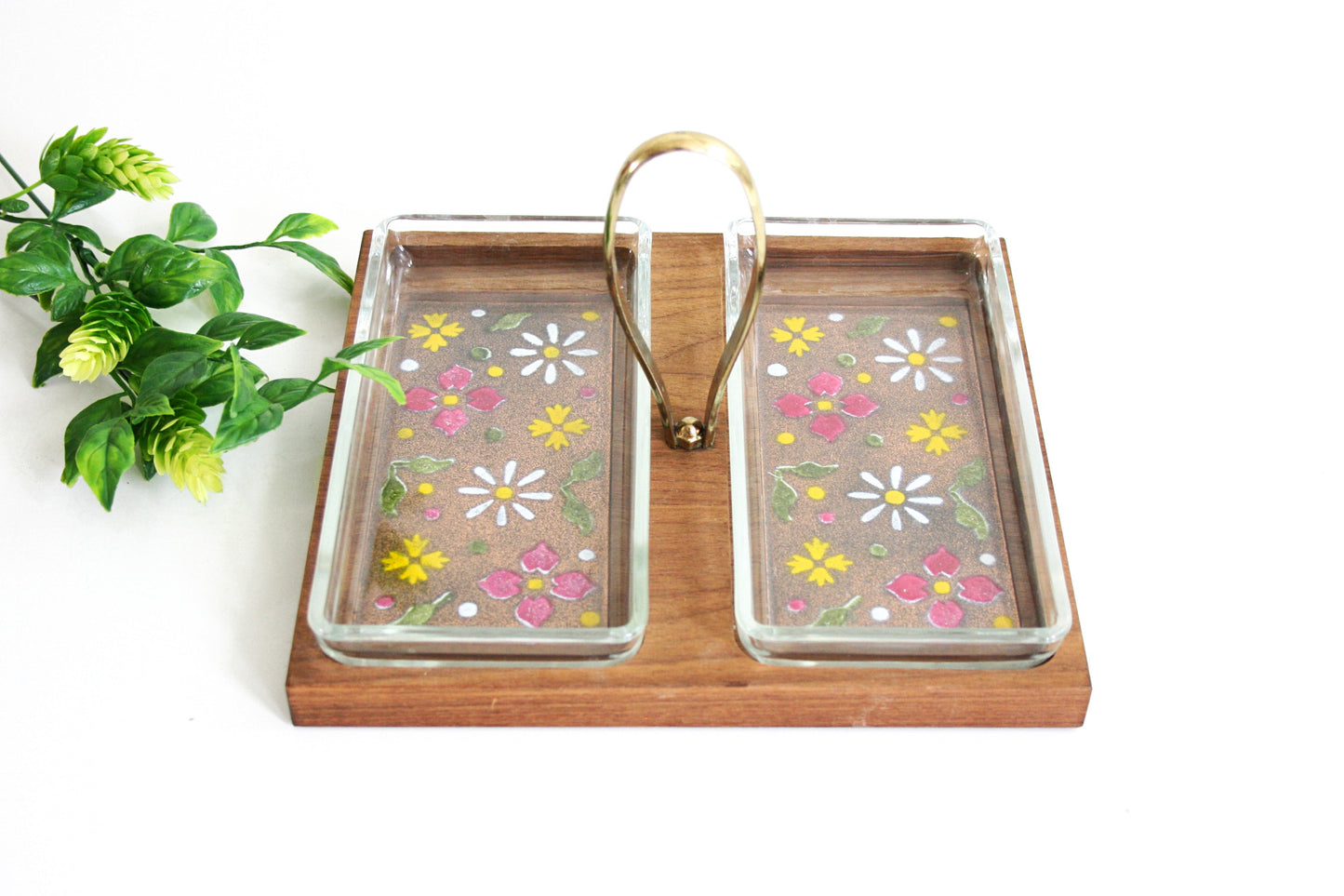 SOLD - Mid Century Modern Wood and Enameled Copper Serving Tray by Ernest John