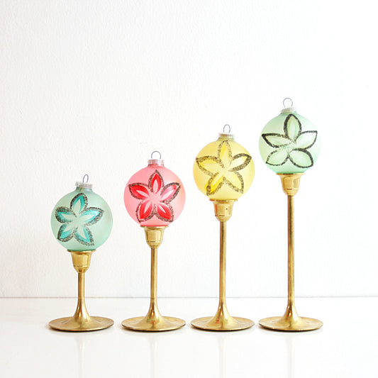 SOLD - Mid Century Pastel Christmas Ornaments