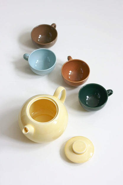 SOLD - Mid Century Modern Ranchero Teapot / Vintage W. S. George Yellow Teapot