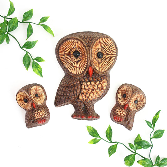 SOLD - Vintage Woodland Owls Wall Decor