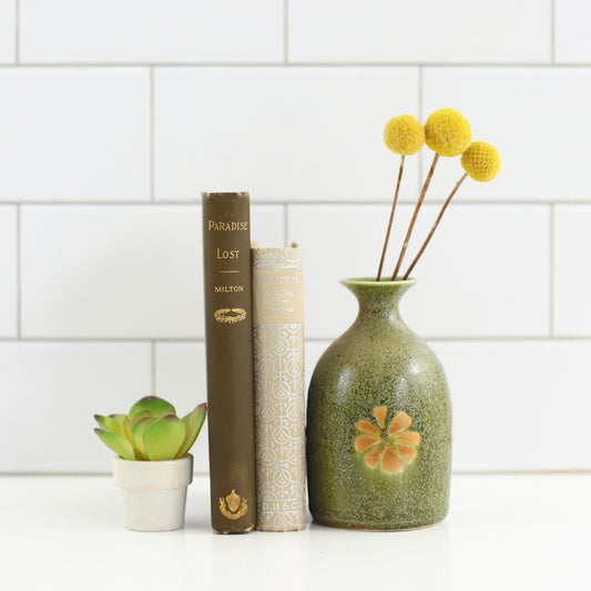 SOLD - Mid Century Mustard & Olive Stoneware Vase by OMC Japan