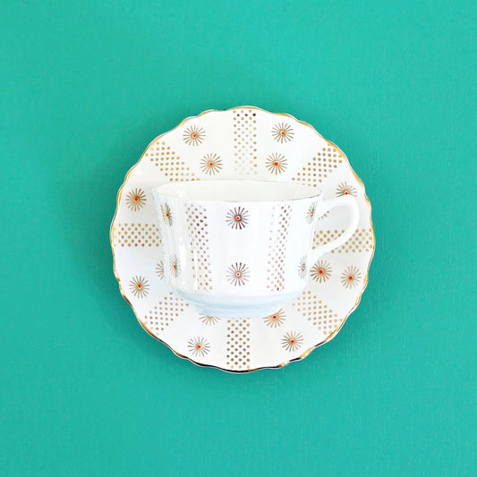 SOLD - Mid Century Alesbury Starburst Teacup & Saucer