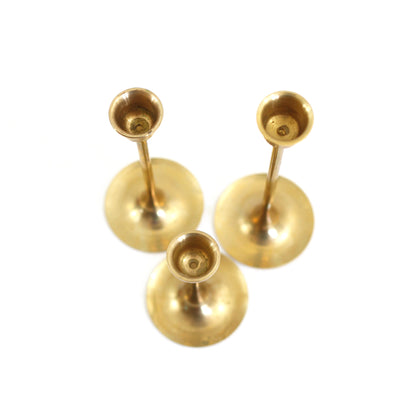 SOLD - Mid Century Graduated Brass Candlesticks - Set of Three