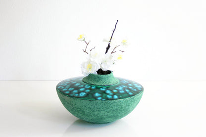 SOLD - Mid Century Modern Studio Pottery Vase / Vintage Turquoise and Emerald Green Vase