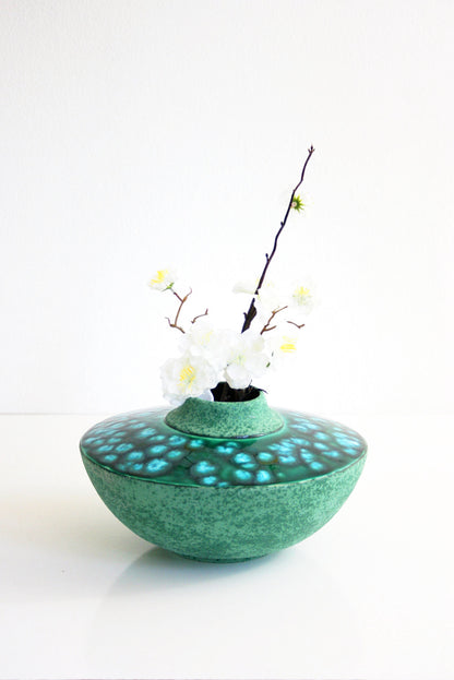SOLD - Mid Century Modern Studio Pottery Vase / Vintage Turquoise and Emerald Green Vase