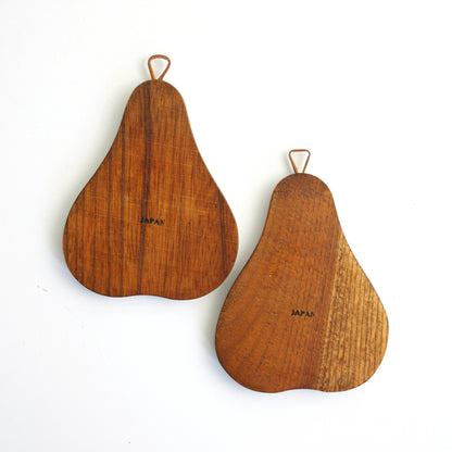 SOLD - Mid Century Wood Pear Coasters With Storage Rack