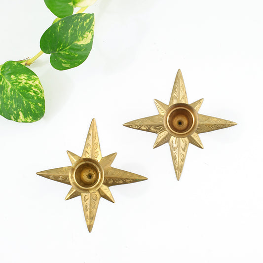 SOLD - Mid Century Starburst Candle Holders
