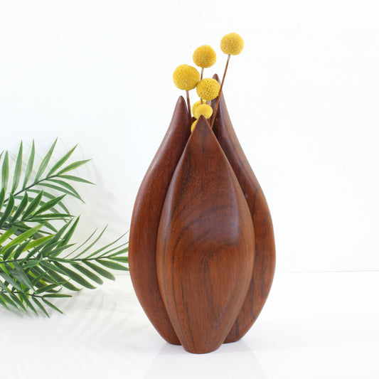 SOLD - Mid Century Modern Shedua Wood Teardrop Vase