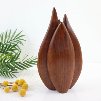 SOLD - Mid Century Modern Shedua Wood Teardrop Vase