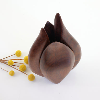 SOLD - Mid Century Modern Shedua Wood Teardrop Vase