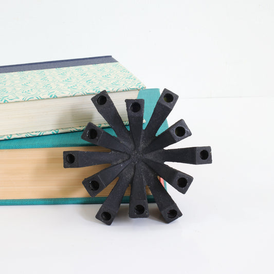 SOLD - Mid Century Modern Cast Iron Starburst Candle Holder