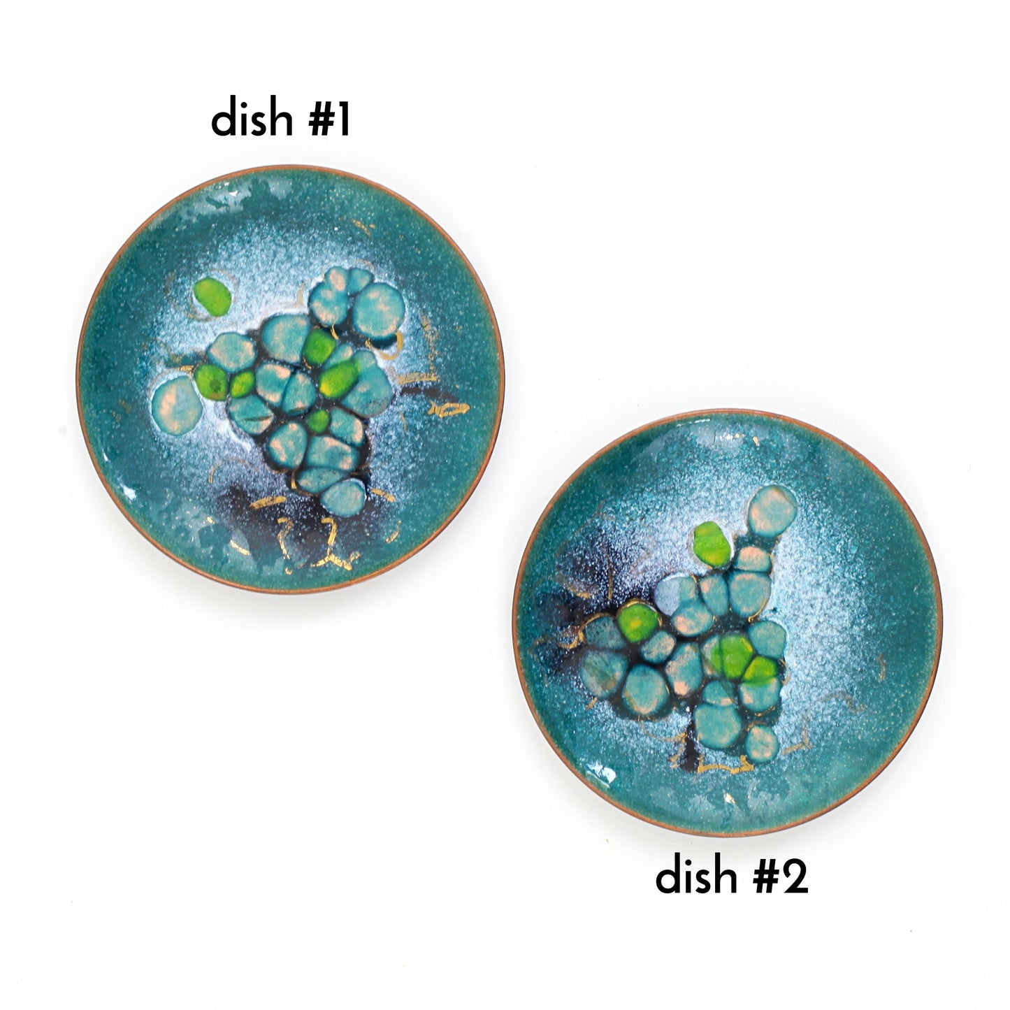 SOLD - Vintage Deep Turquoise Abstract Enamel Trinket Dish