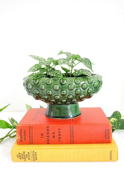 SOLD - Mid Century Green Hobnail Pedestal Planter