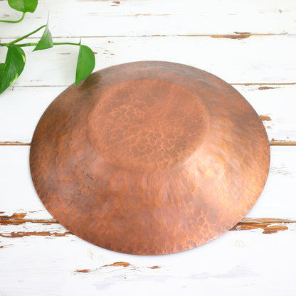 Mid Century Modern Hammered Copper Pitcher & Plate