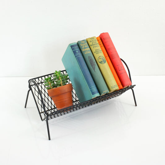 SOLD - Mid Century Metal Book Rack