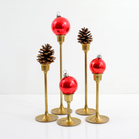 SOLD - Mid Century Modern Graduated Brass Candlesticks