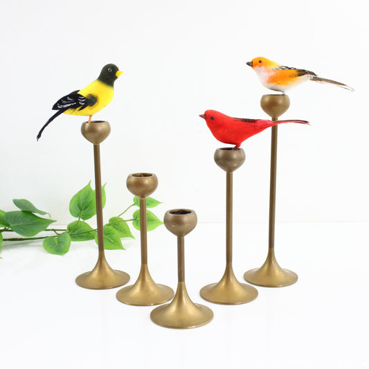 SOLD - Set of 5 Mid Century Graduated Brass Candlesticks