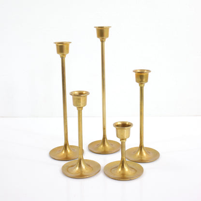 SOLD - Mid Century Modern Graduated Brass Candlesticks