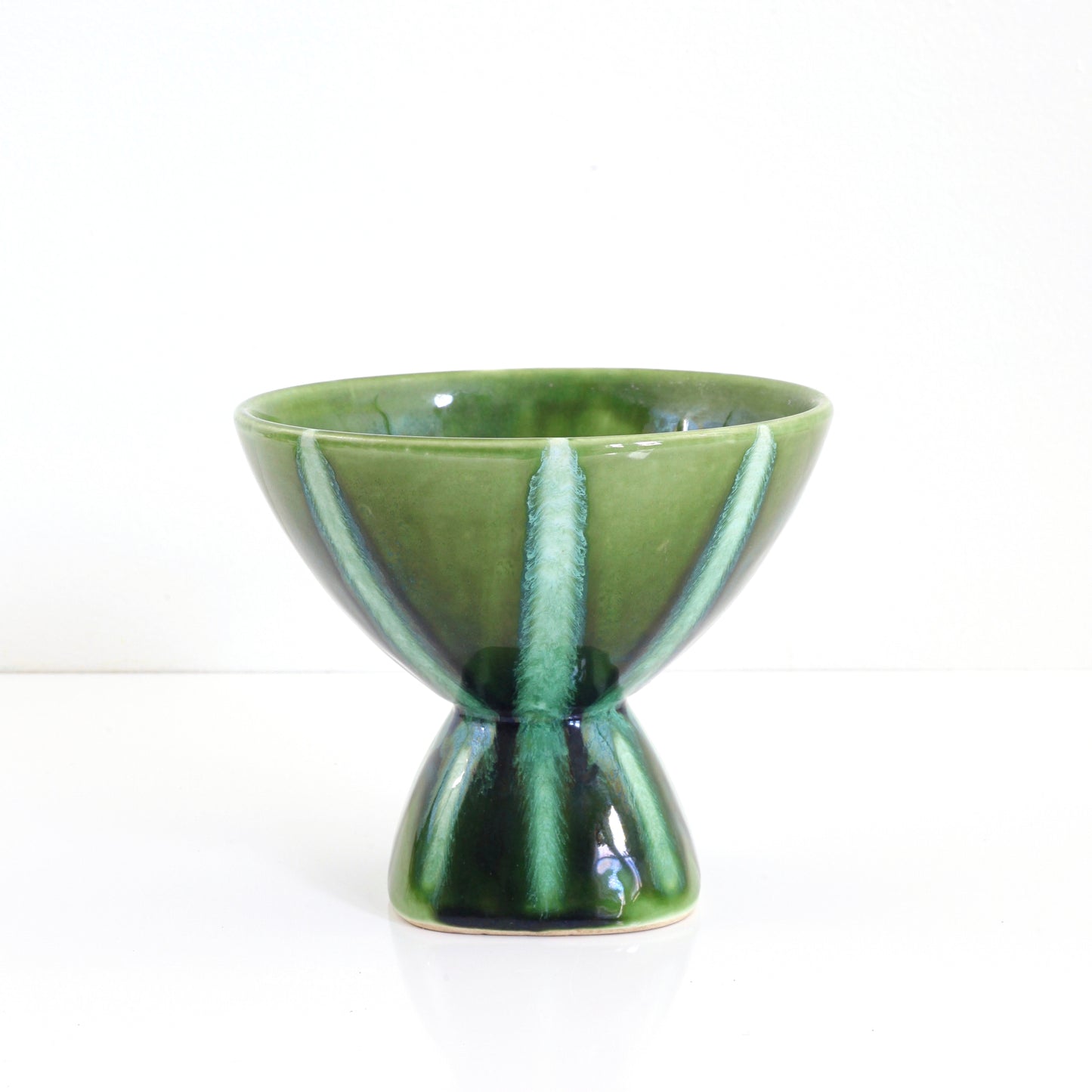 SOLD - Mid Century Modern Emerald Green Reactive Glaze Pedestal Planter