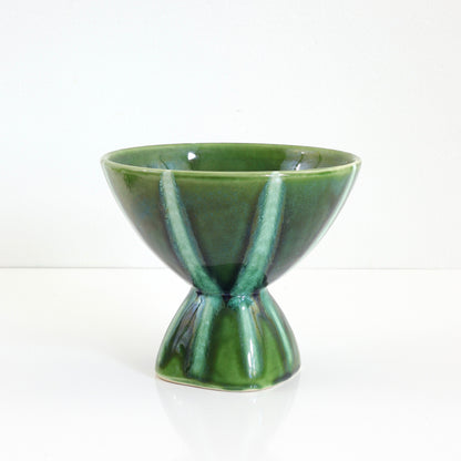 SOLD - Mid Century Modern Emerald Green Reactive Glaze Pedestal Planter