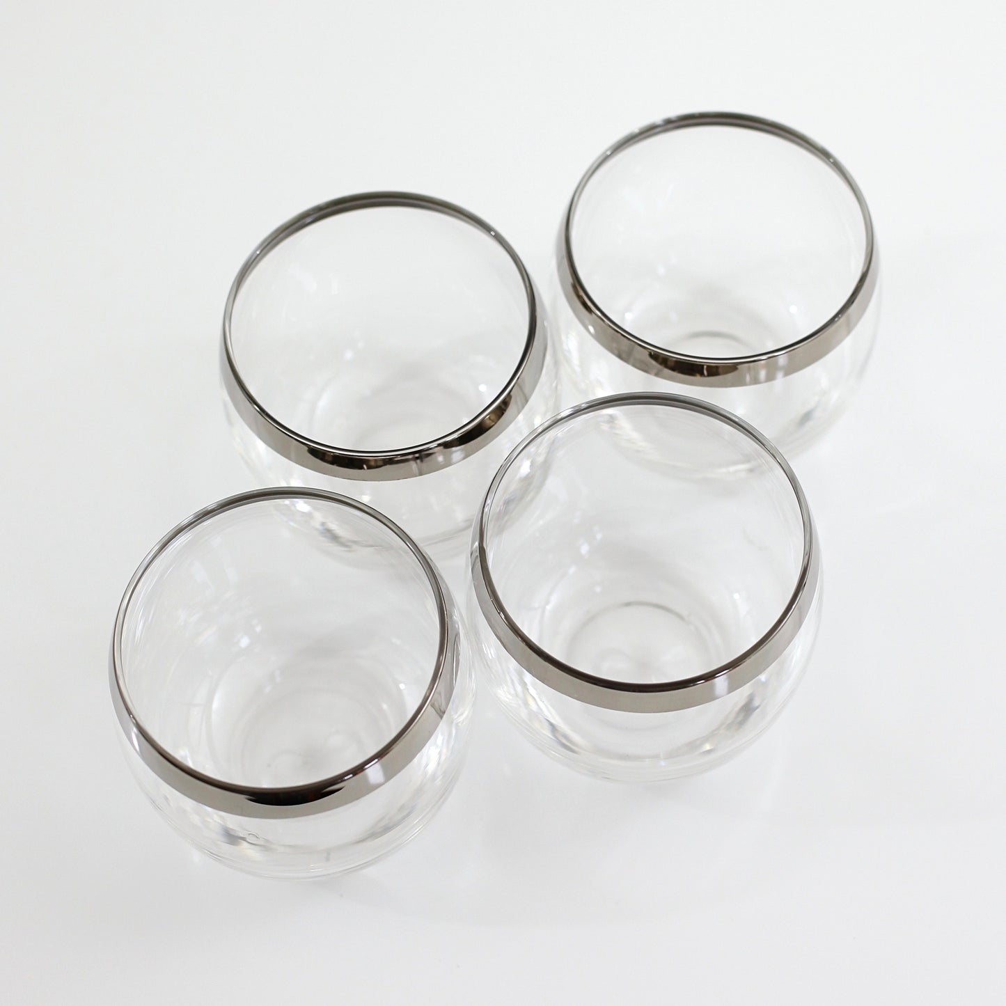 SOLD - Mid Century Modern Silver Rim Cocktail Glasses