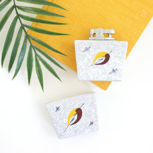 SOLD - Mid Century Modern Ceramic Smoking Set from Holland / Tabletop Lighter & Cigarette Holder