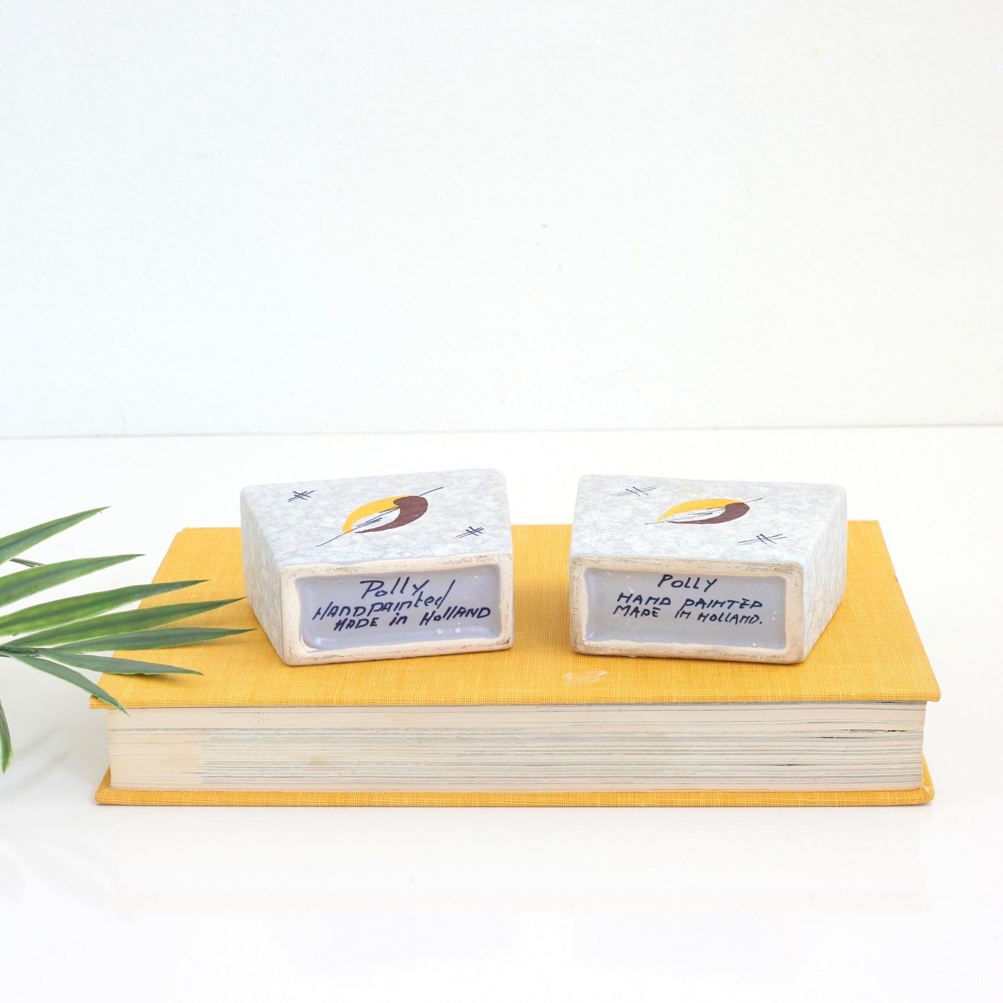 SOLD - Mid Century Modern Ceramic Smoking Set from Holland / Tabletop Lighter & Cigarette Holder