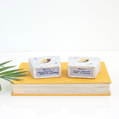SOLD - Mid Century Modern Ceramic Smoking Set from Holland / Tabletop Lighter & Cigarette Holder