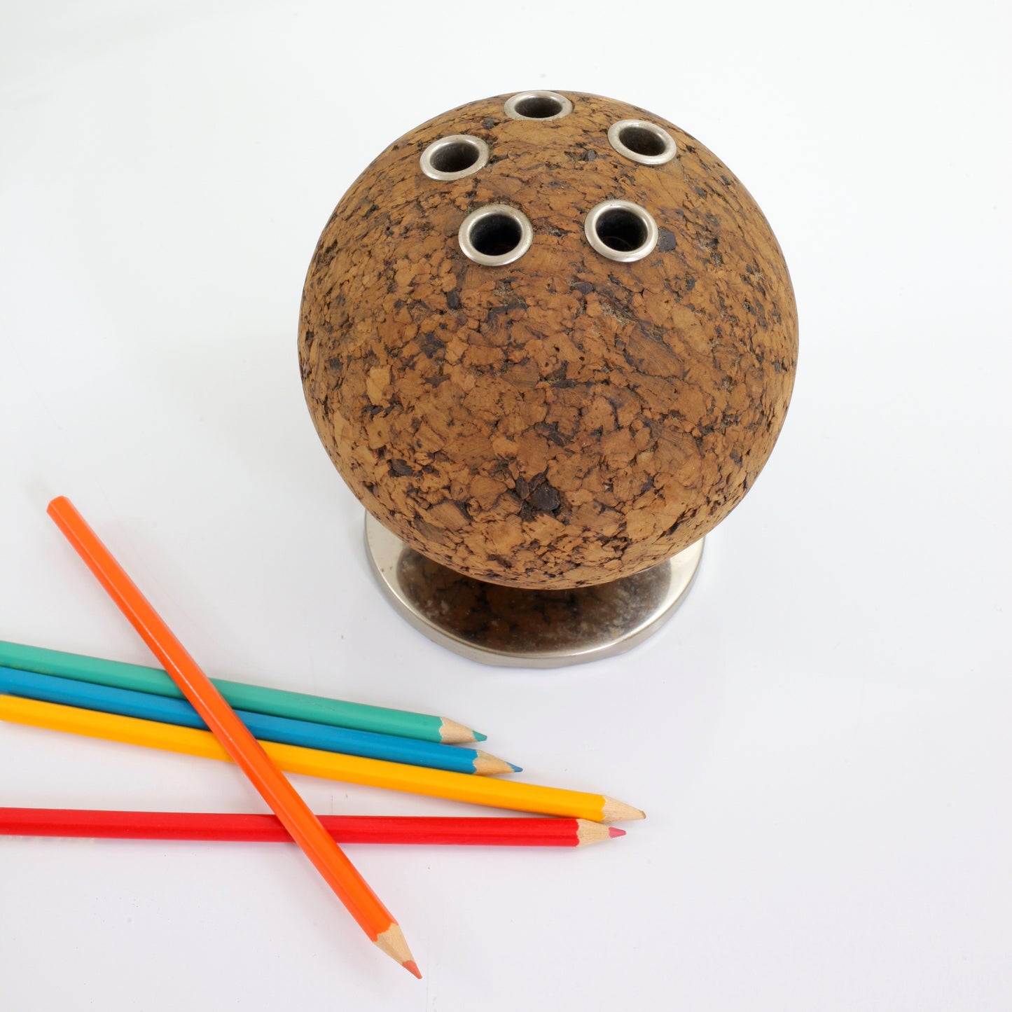 SOLD - Mid Century Park Sherman 'Bulletin Ball' Cork Pen & Pencil Holder