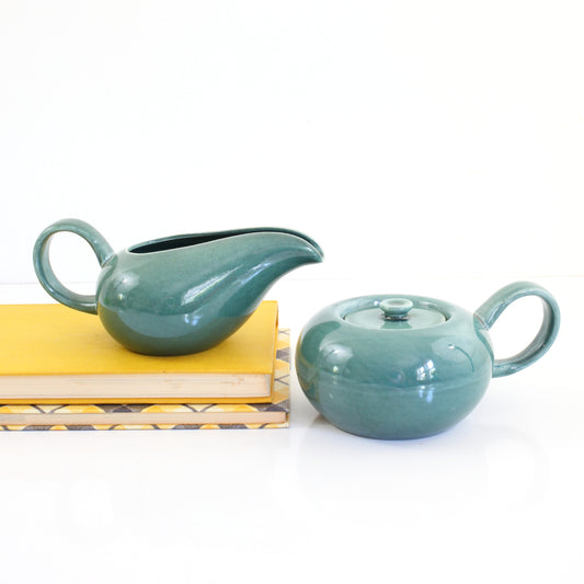 SOLD - Mid Century American Modern Seafoam Cream & Sugar Set by Russel Wright for Steubenville