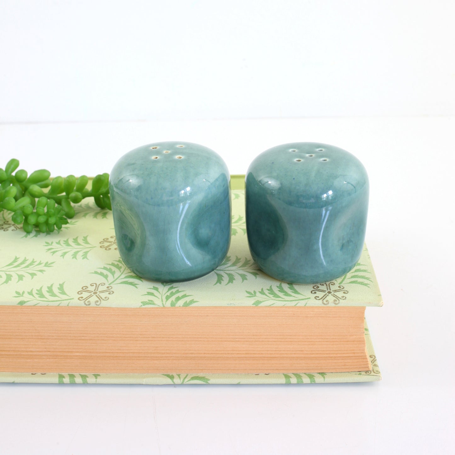 SOLD - Mid Century American Modern Seafoam Salt & Pepper Set by Russel Wright for Steubenville