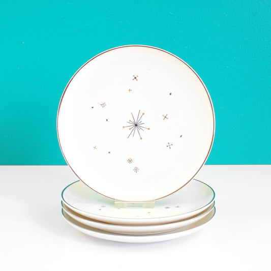 SOLD - Mid Century Modern Starburst Bread Plates / Syracuse China Evening Star