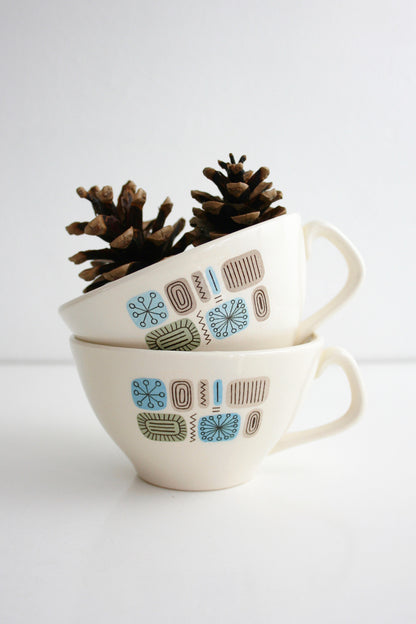SOLD - Mid Century Modern Temporama Teacups / Vintage Teacups / Canonsburg Pottery Temporama Teacups