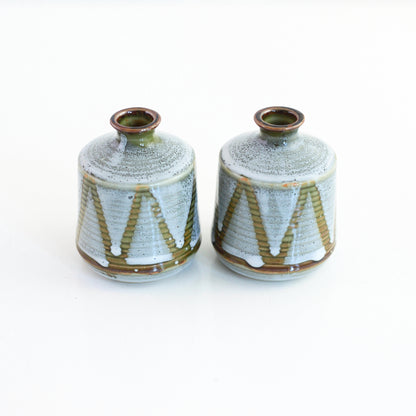 SOLD - Pair of Vintage Stoneware Bud Vases