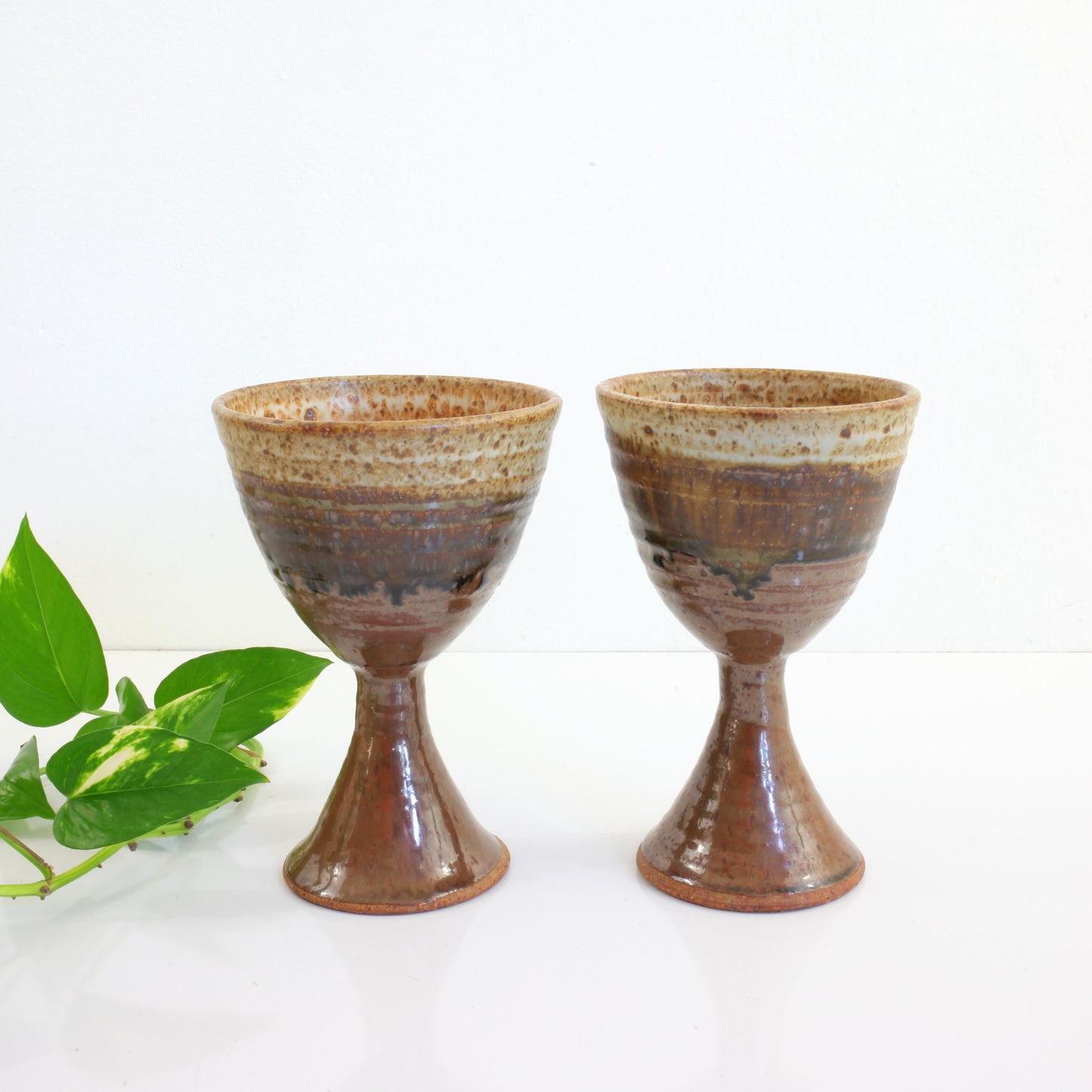 SOLD - Vintage Studio Pottery Stoneware Goblets