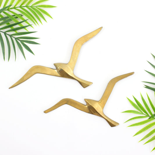 SOLD - Mid Century Brass Seagulls Wall Decor