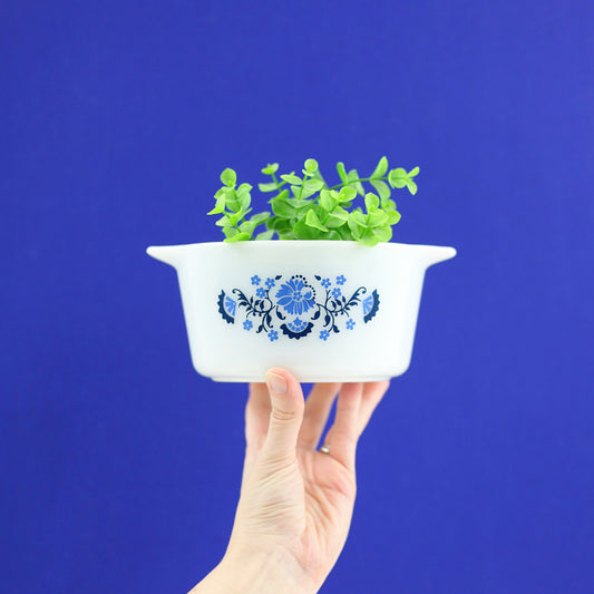 SOLD - Rare Vintage Pyrex Blue Floral Casserole Dish