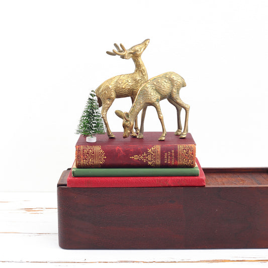 SOLD - Vintage Brass Deer Figurines