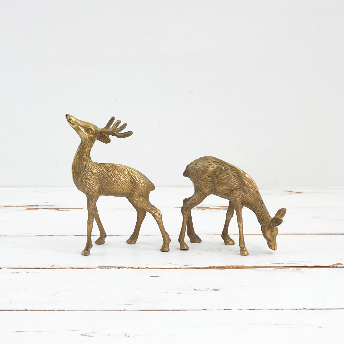SOLD - Vintage Brass Deer Figurines