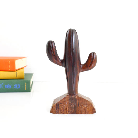 SOLD - Vintage Carved Wood Cactus