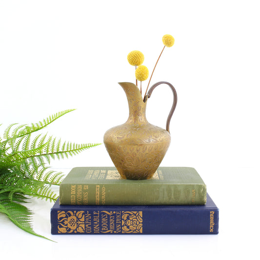 SOLD - Vintage Etched Brass Pitcher