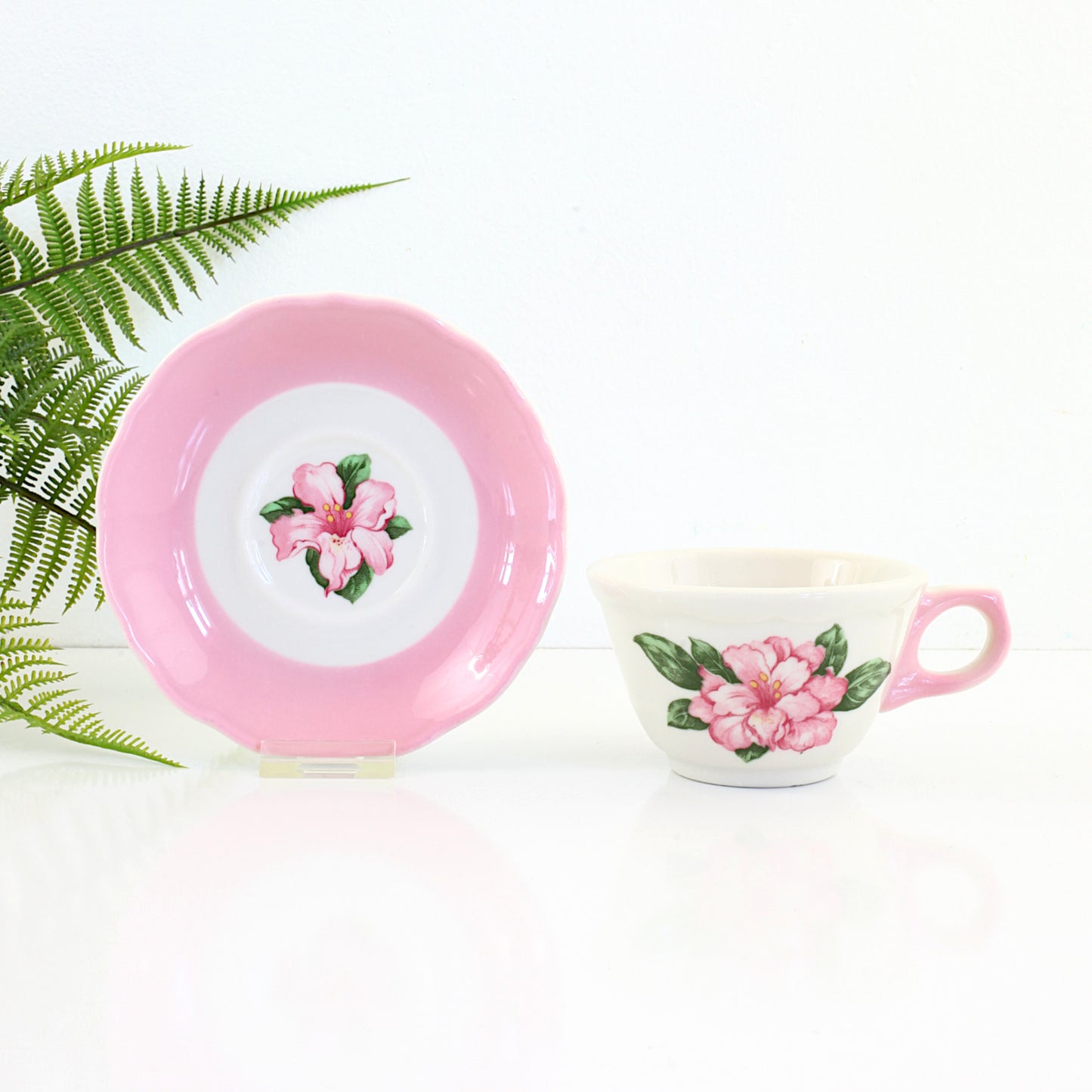 SOLD - Vintage Greenbrier Pink Rhododendron Cup & Saucer