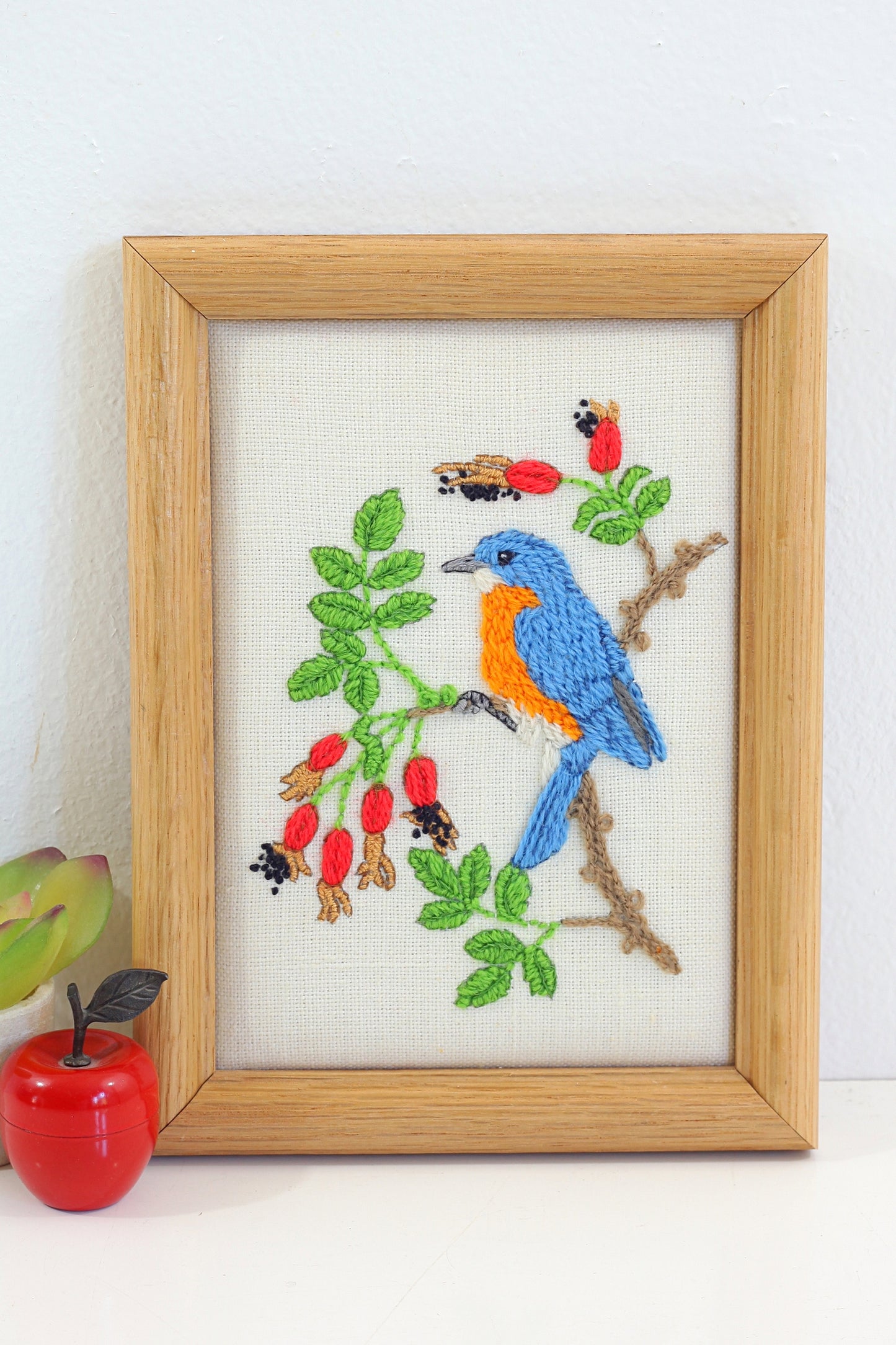 SOLD - Vintage Blue Bird Embroidery