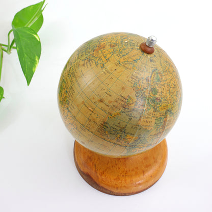 SOLD - Vintage 1950s German Globe with Wood Base / Made in GDR