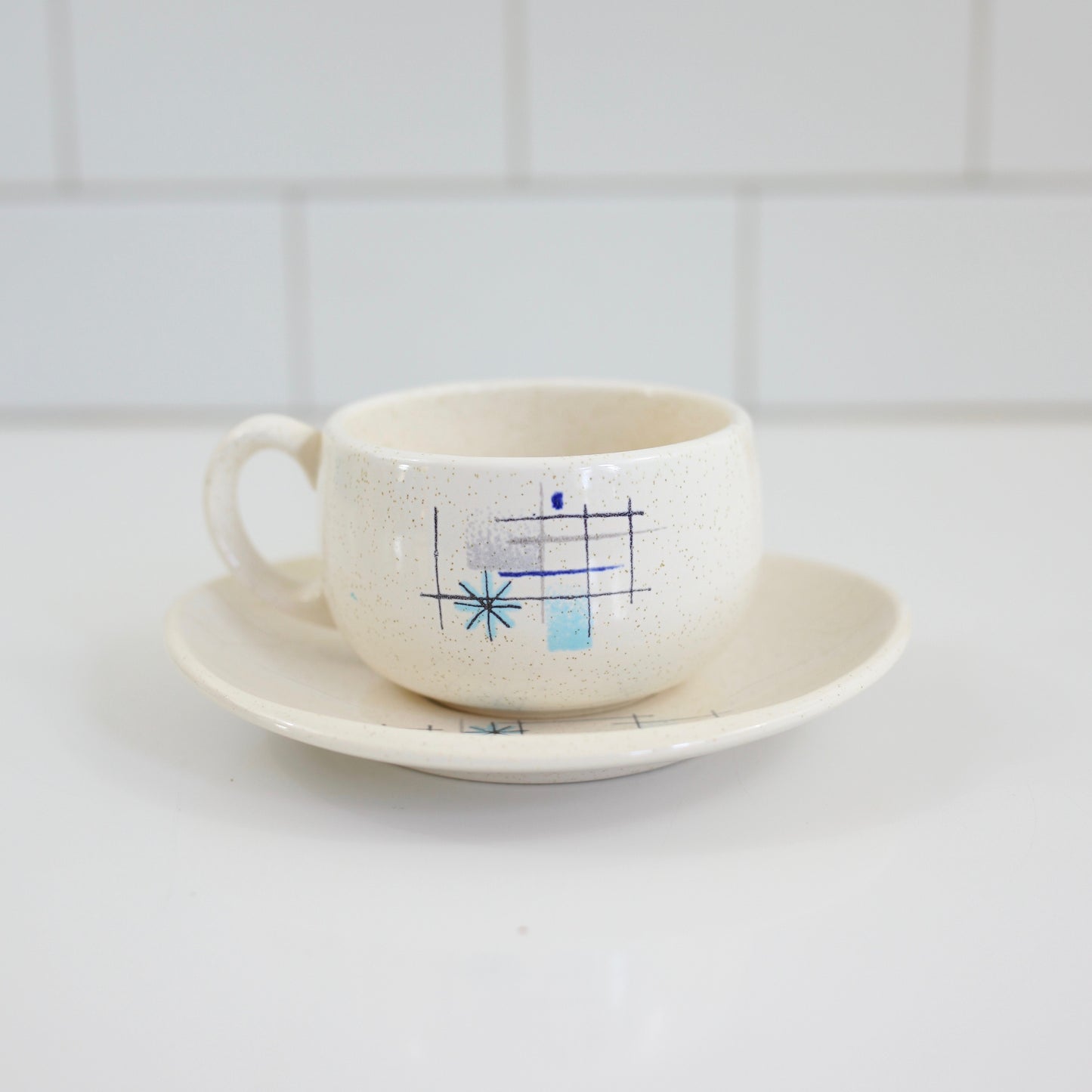 SOLD - Mid Century Modern Franciscan 'Oasis' Atomic Starburst Cup and Saucer