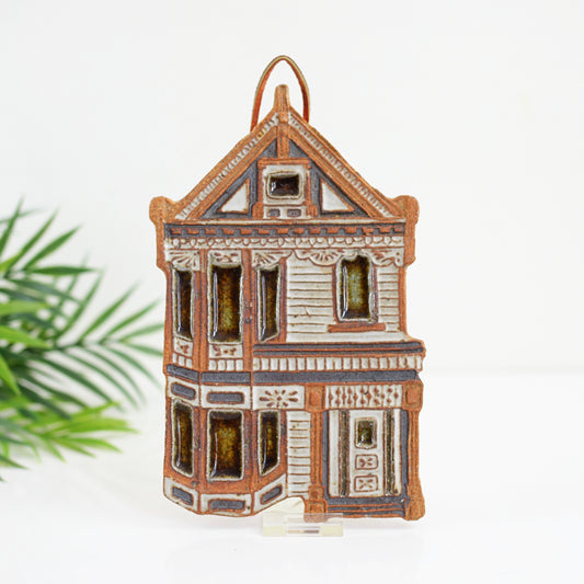 SOLD - Vintage Stoneware Victorian House Trivet by Victoria Littlejohn Ceramics