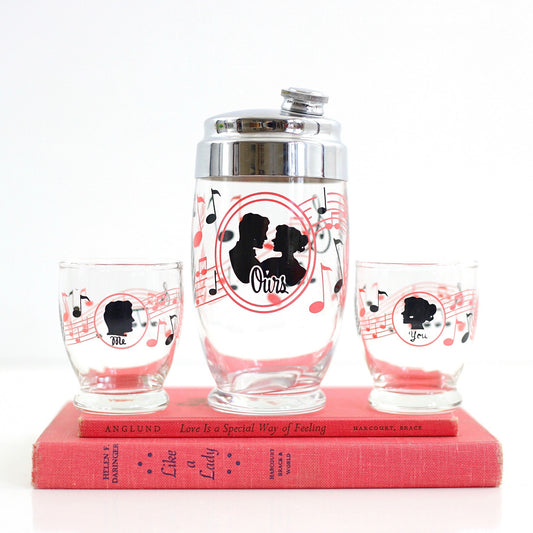 SOLD - Mid Century You, Me, & Ours Cocktail Set