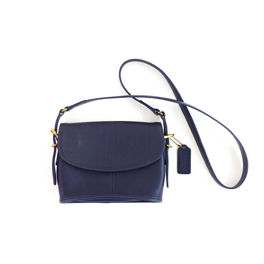 SOLD - Vintage Navy Blue Leather Crossbody Coach Bag