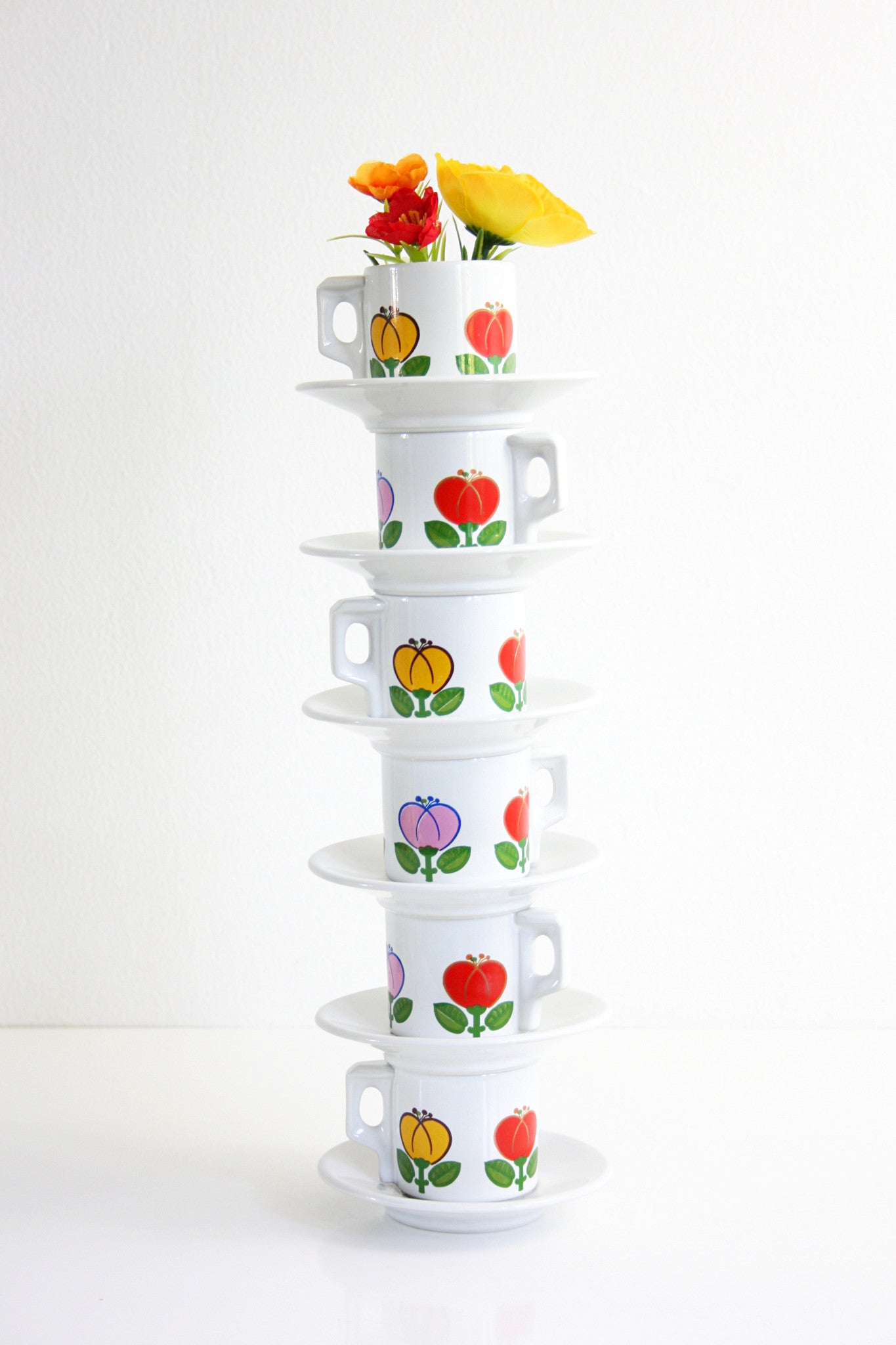 SOLD - Mid Century Tulip Demitasse Cups by ACF Italy