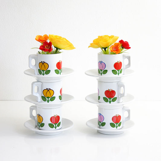 SOLD - Mid Century Tulip Demitasse Cups by ACF Italy